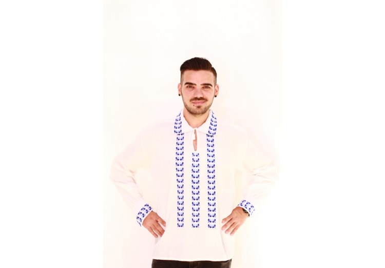 Ie bărbat cu model geometric albastru pe 3 rânduri